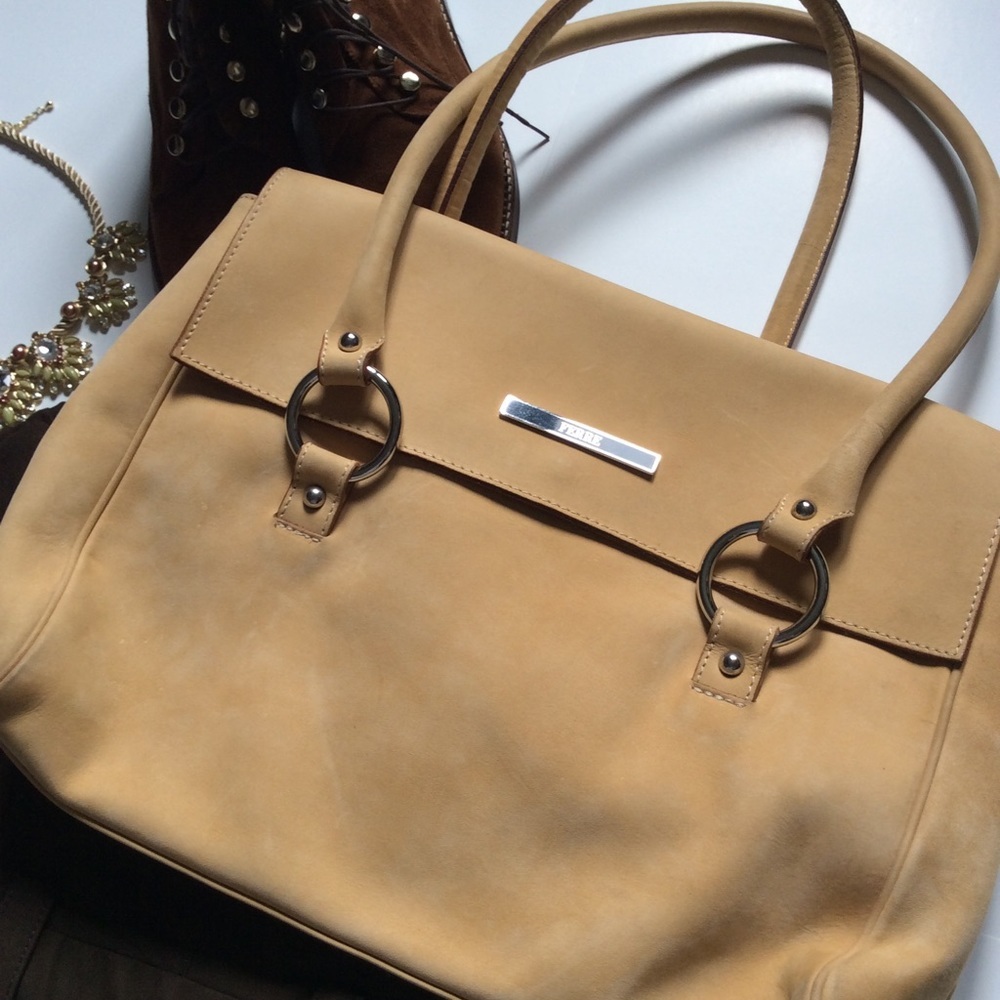 Gianfranco Ferre suede light yellow bag purse